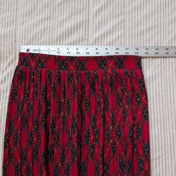 VINTAGE 1980s Koret tiny accordion pleated red plaid lightweight skirt EUC - Picture 3 of 8